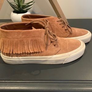 Super cute tan leather vans fringe womens size 9